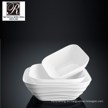 Hotel de la línea del océano de moda elegancia porcelana blanca placa cuadrada de sopa PT-T0610